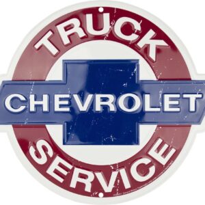 CHEVROLET TRUCK SERVICE 12" ROUND METAL TIN EMBOSSED SIGN MAN CAVE GARAGE AUTO