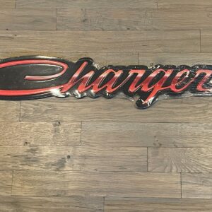 Dodge Charger Script Metal Sign 24.25" NEW Black & Red Automotive Man Cave