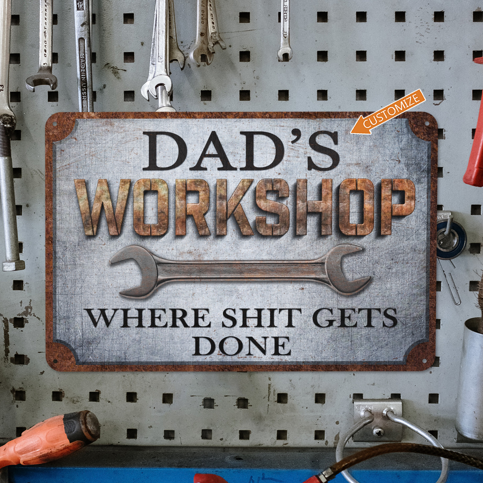 Custom Workshop Sign Wrench Garage Man Cave Gift for Men Metal Auto 108120129010 - Image 2