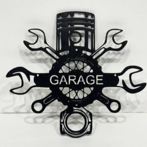 Garage Sign Metal Wall Art Piston Wrench Mechanic Automotive Decor Man Cave