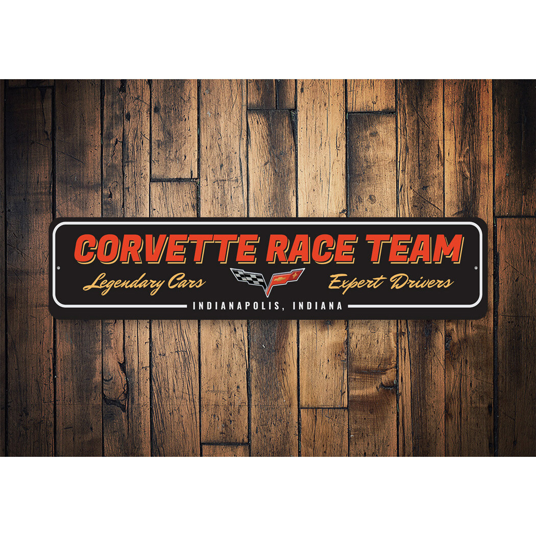 Chevy Corvette Race Team Metal Sign Chevrolet Automotive Car Man Cave Sports - Image 2