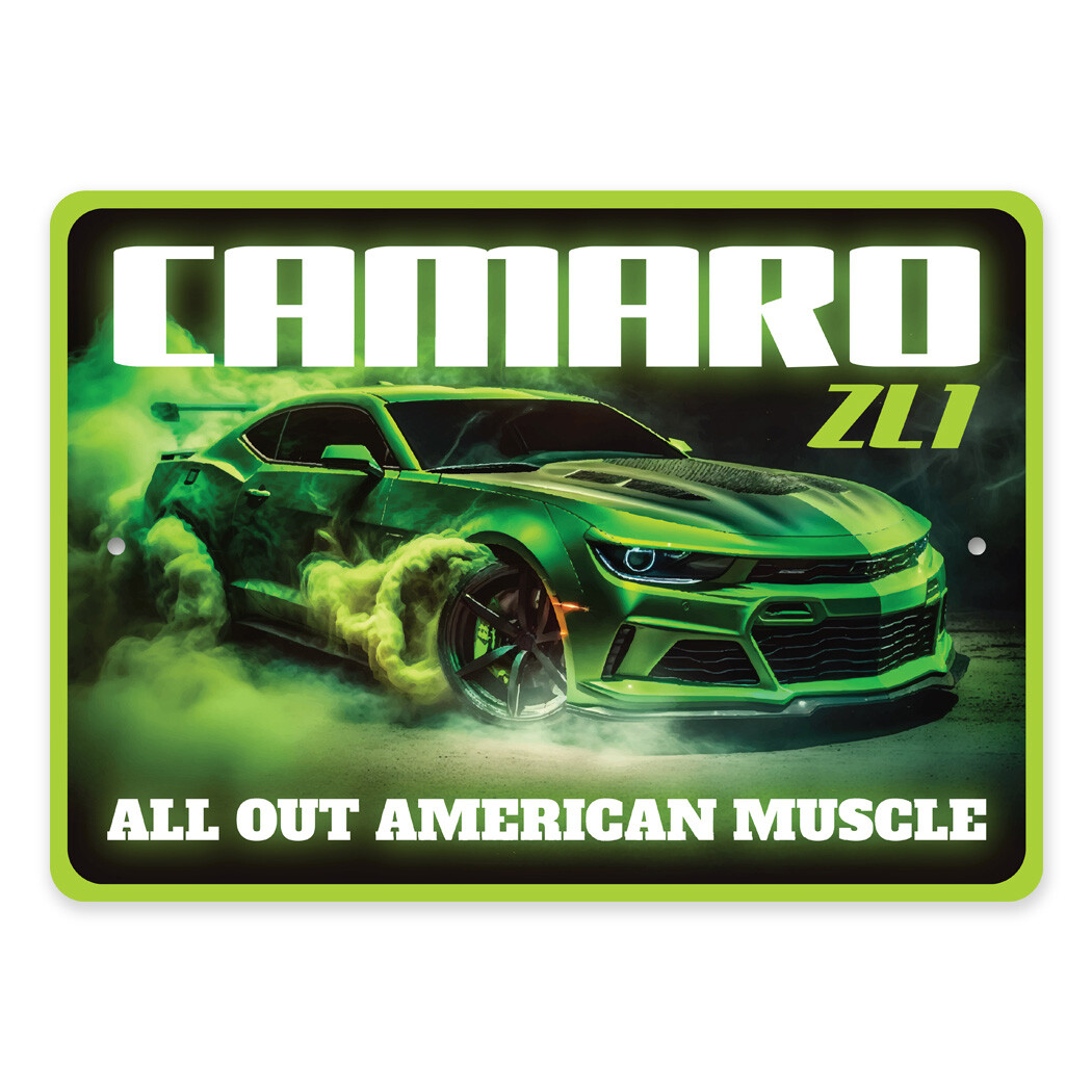 Chevy Camaro ZL1 All Out American Muscle Sign Chevrolet Automotive Car Man Cave
