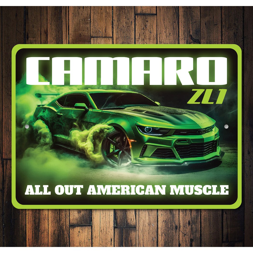 Chevy Camaro ZL1 All Out American Muscle Sign Chevrolet Automotive Car Man Cave - Image 2