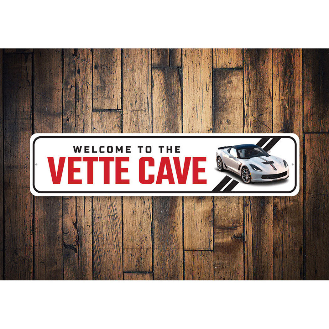Vette Cave Chevy Corvette Metal Sign Chevrolet Automotive Car Man Sports - Image 2