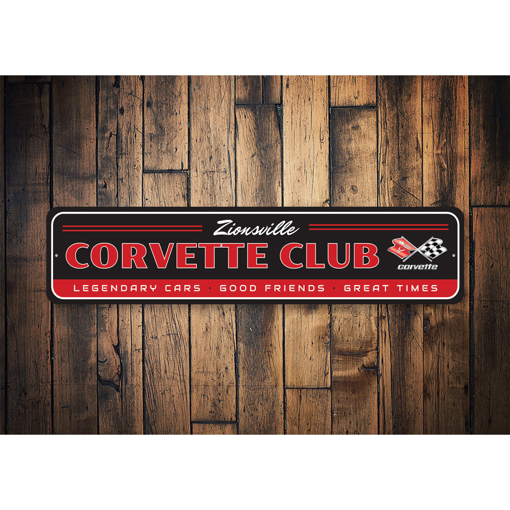 Chevy Corvette Club Aluminum Metal Sign Chevrolet Automotive Car Man Cave Sports - Image 2