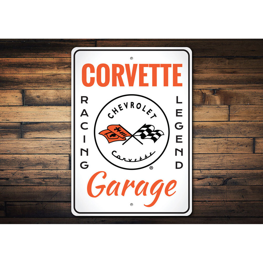 Vintage Chevy Corvette Garage Metal Sign Chevrolet Automotive Car Man Cave Retro - Image 2