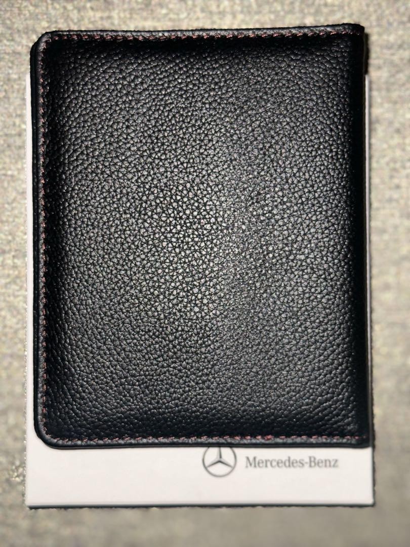 Mercedes-Benz Leather Passport Case Black & Red Novelty Travel Accessories Used - Image 2