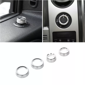 Anillo de ajuste de perilla 4x4 interruptor de faros para Ford F-150 09-14 accesorios plateados 4 piezas-