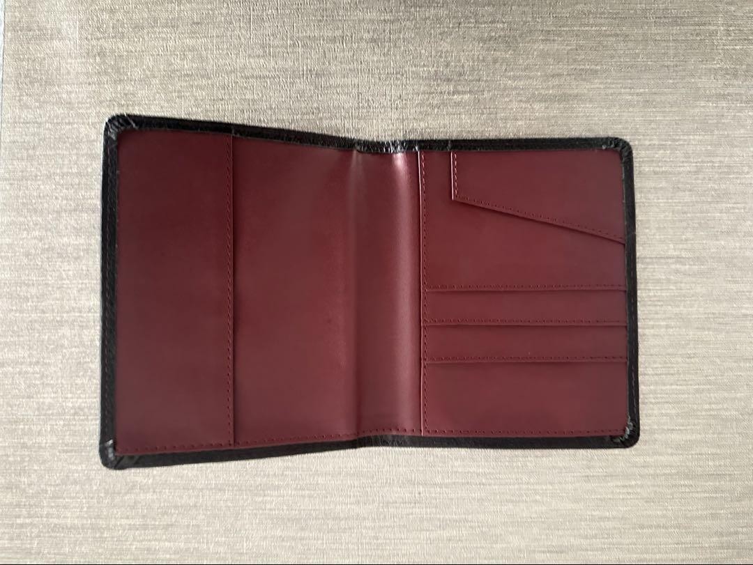 Mercedes-Benz Leather Passport Case Black & Red Novelty Travel Accessories Used - Image 3
