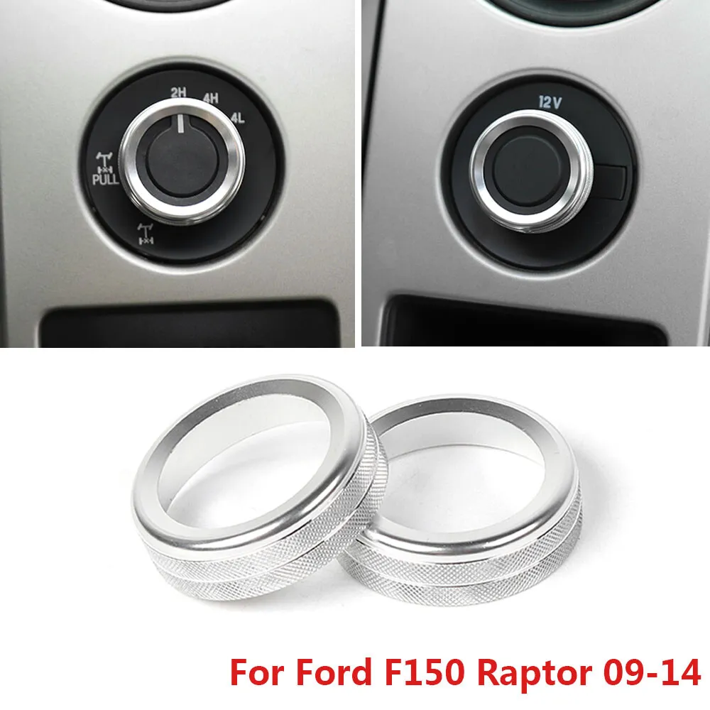 Anillo de ajuste de perilla 4x4 interruptor de faros para Ford F-150 09-14 accesorios plateados 4 piezas- - Image 2