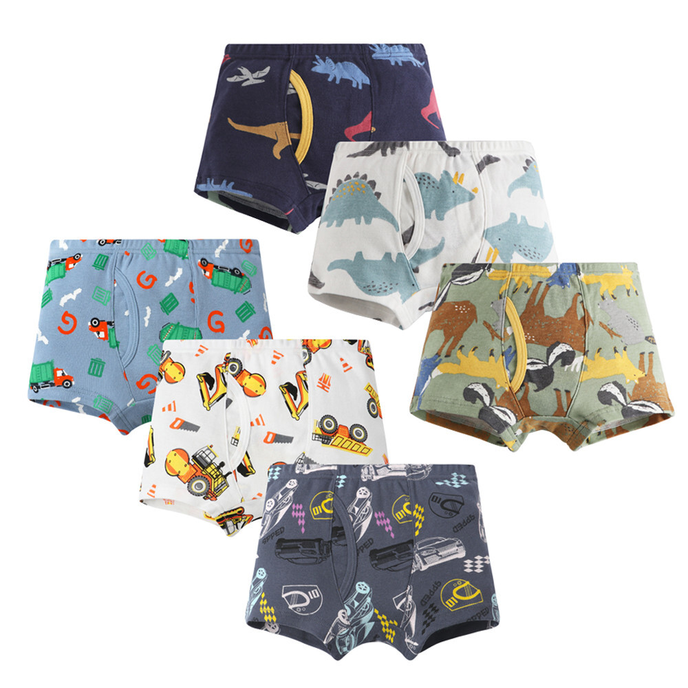 6 Pack Boys' Dinosaurs Underwear Boxer Briefs Toddler Cotton Training Boyshorts