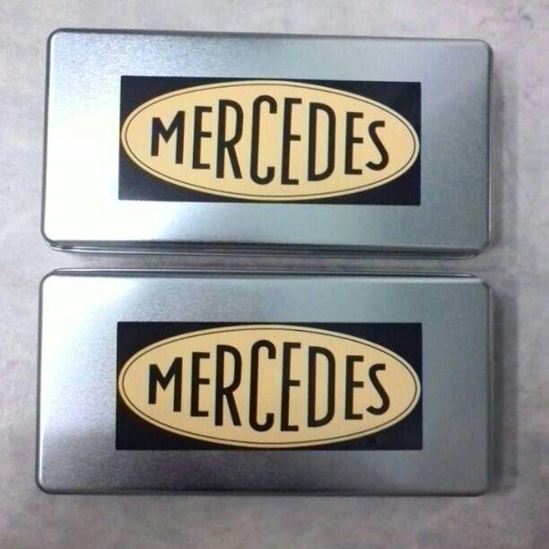 Mercedes-Benz Novelty Can Collectible with Seal Decor 8.5x16x3.5cm Set of 2