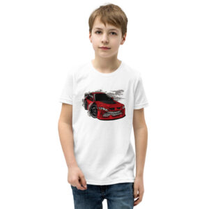 Monster Drift Car Youth T-Shirt, Children`s Kids Cartoon Comic Racing Motor