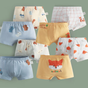 4 Pack Boys' Luxury Bacteriostatic Underwear Kids Dinosaur Bear Fox Boxer Briefs