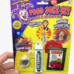 Food Joke Prank Novelty GaG Joke Set - Snap Gum - Jumping Candy - Ketchup Spill
