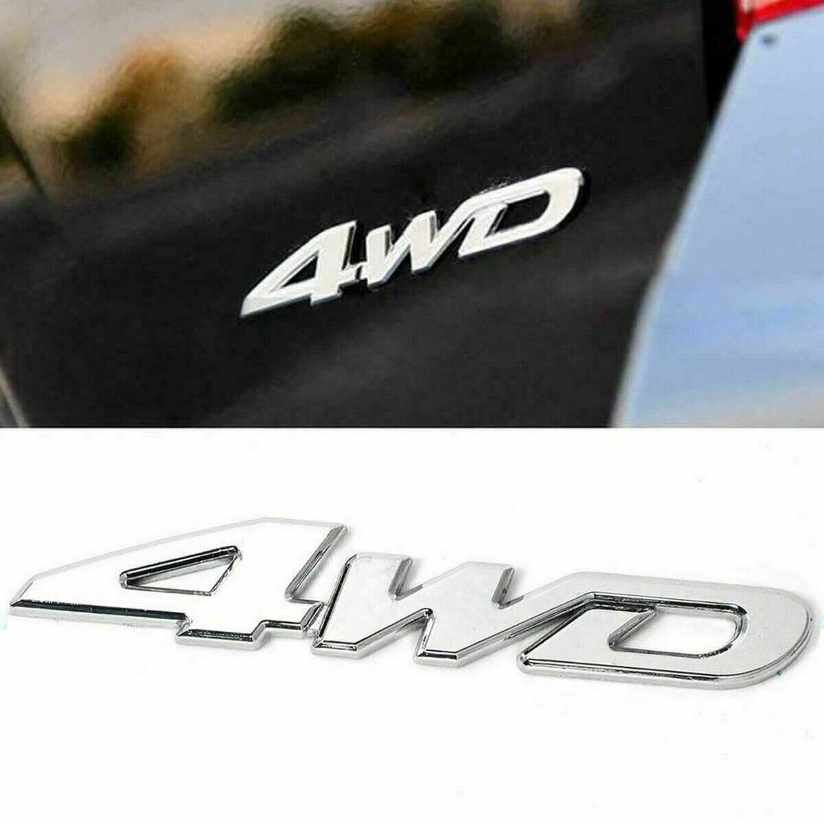 1x 4WD 3D Silver Sticker Car Emblem Badge Decal Car Exterior Accessories Trim - Image 3