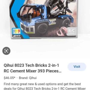 Qihui 8023 Tech Bricks 2-in-1 RC Cement Mixer 393 Pieces Building Blocks