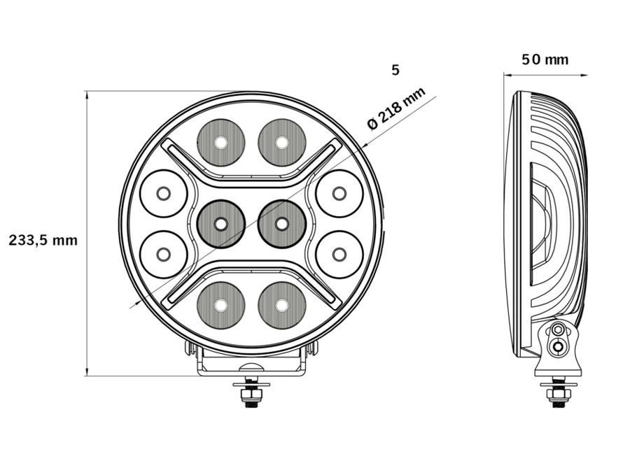 Luz antiniebla redonda de 9" con punto LED completo X1 para camioneta SUV 4x4 coche 4x4- - Image 2