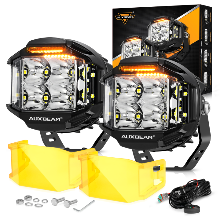 AUXBEAM 4" pulgadas 92W LED faros antiniebla de conducción DRL todoterreno camión SUV UTV 4x4-
