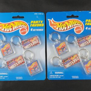 Vintage Hot Wheels Lot of 2 Keyrings Keychain Party Favors TARA (2) Packs of 4