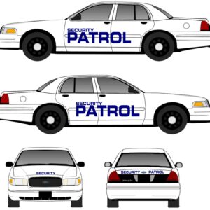 Reflective Security company patrol car vinyl decals stickers logos complete set