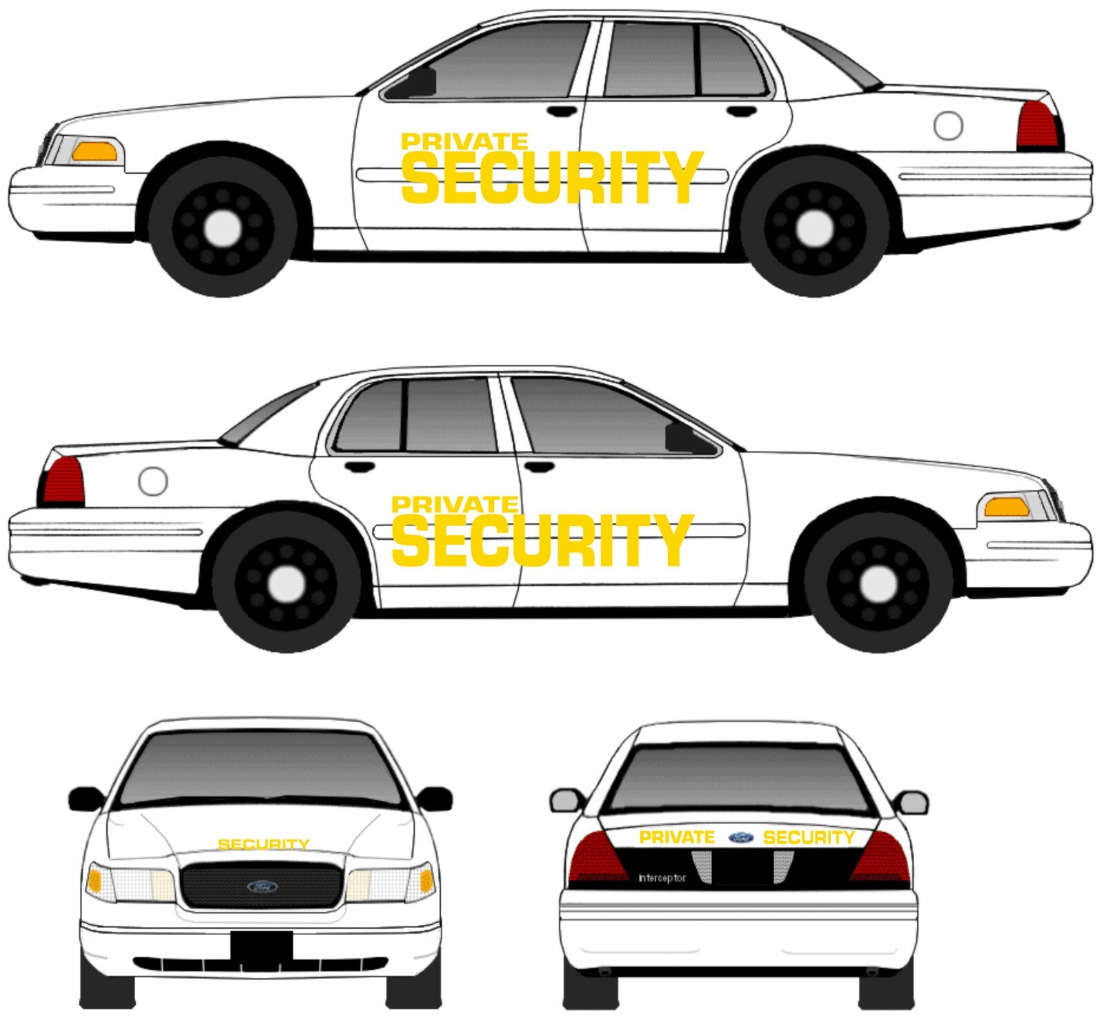Security company patrol car vinyl decals stickers logos complete set doors trunk