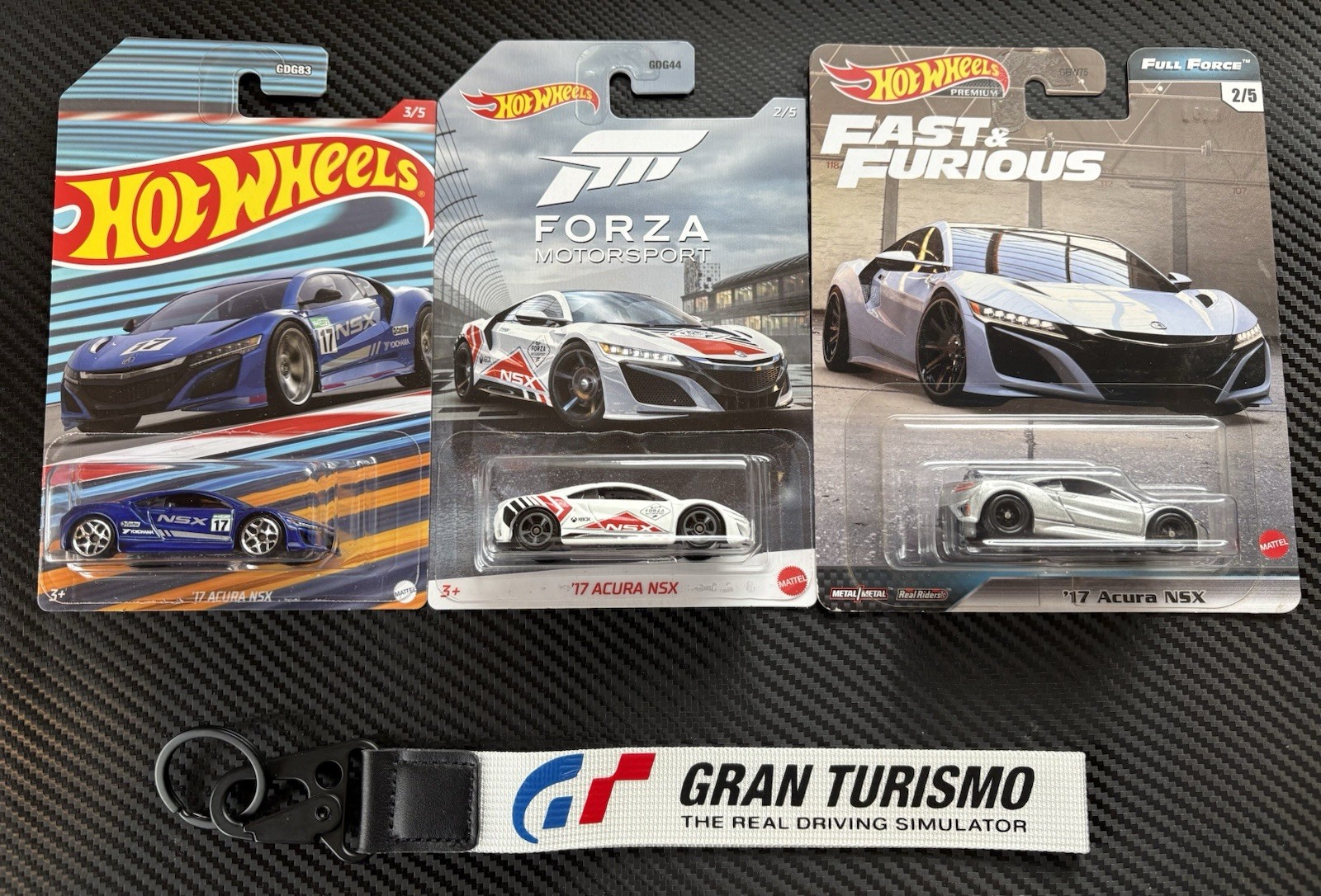 Hot Wheels Acura NSX Lot Of 3 and Gran Turismo Key Chain Lanyard