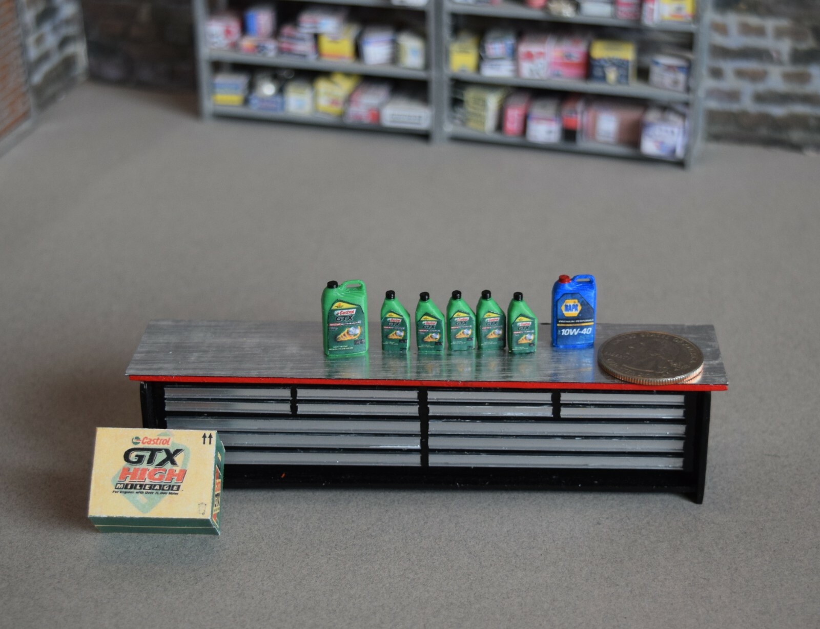 1/18 Scale Castrol GTX Green oil product Diorama shop 8 total items - Image 2