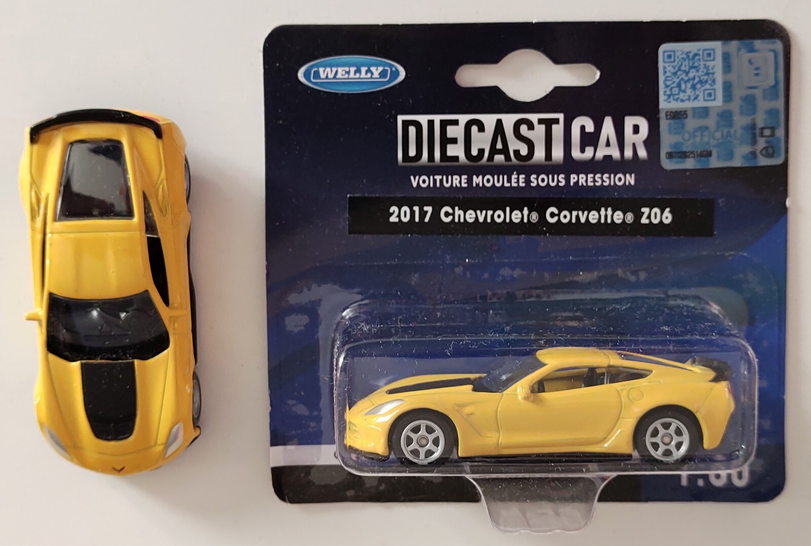 WELLY 1:60 2017 CHEVROLET CORVETTE Z06 LICENSED DIECAST CAR, CANADIAN TOY SELLER