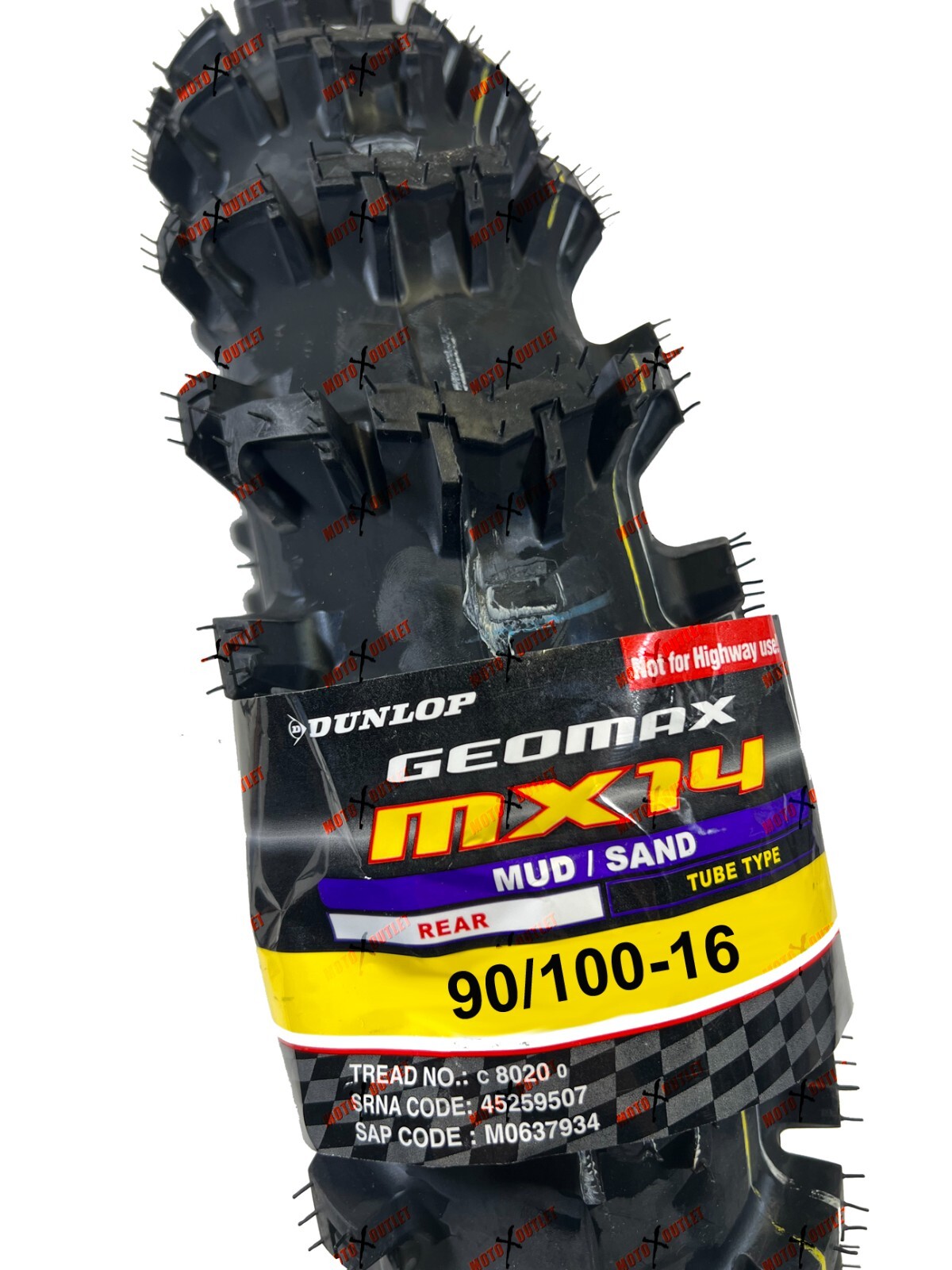 Dunlop MX14 90/100-16 Rear Tire Dirt Bike Motorcycle Geomax 90 100 16 45259503 - Image 2