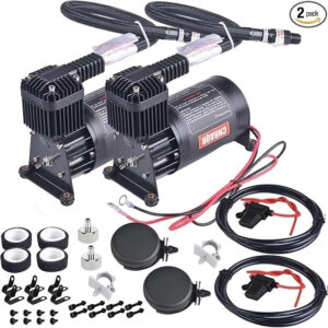 Kit de bomba compresora de suspensión neumática universal 12V 1/4NPT 150PSI de 2 piezas-