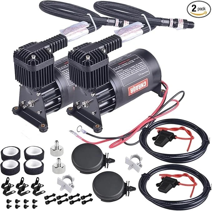Kit de bomba compresora de suspensión neumática universal 12V 1/4NPT 150PSI de 2 piezas-