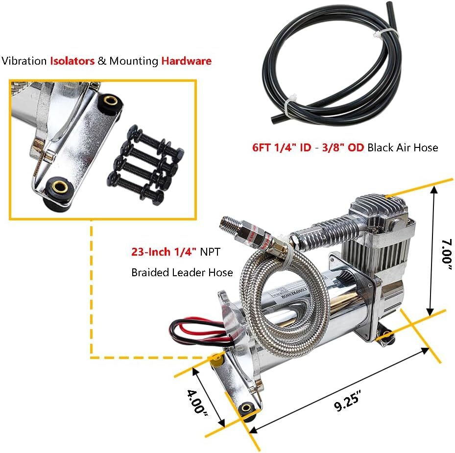Onboard Heavy Duty 12V Air Compressors 200 PSI Universal Fit for Truck Car Train - Image 3