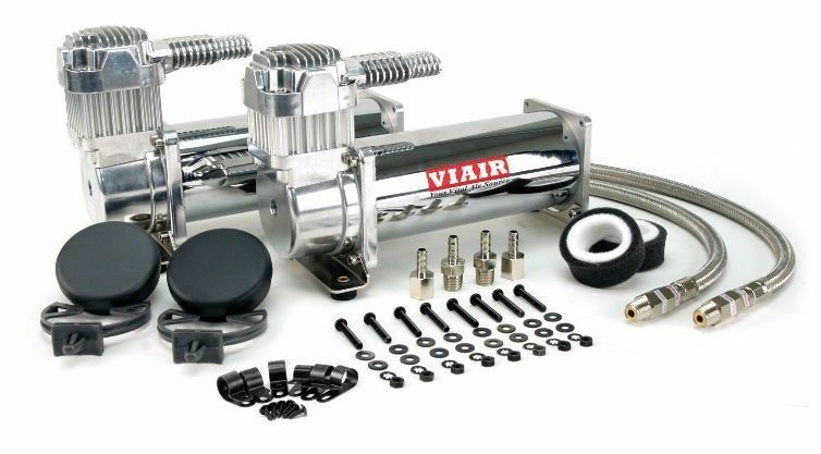 Compresores de aire dobles cromados Viair 444C para montaje de automóviles y camiones - 12V, 200 PSI-