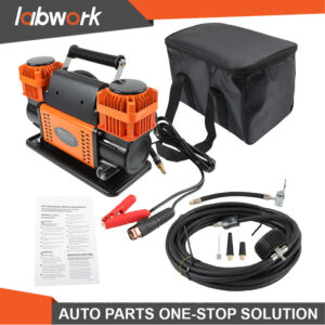 Bomba compresora de aire todoterreno Labwork de doble cilindro 12V para vehículo 4x4 y autocaravana-
