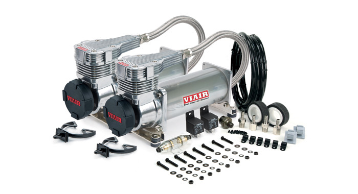 Kit de compresores de aire VIAIR Dual 485C montaje en camión platino para bocinas de tren - 12V-