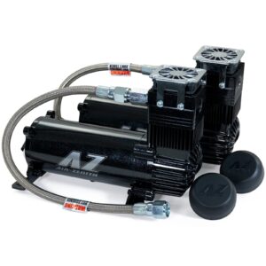 Compresores de aire Air Zenith Dual OB2 Stealth negros para bocinas de tren - 12 V, 200 PSI-