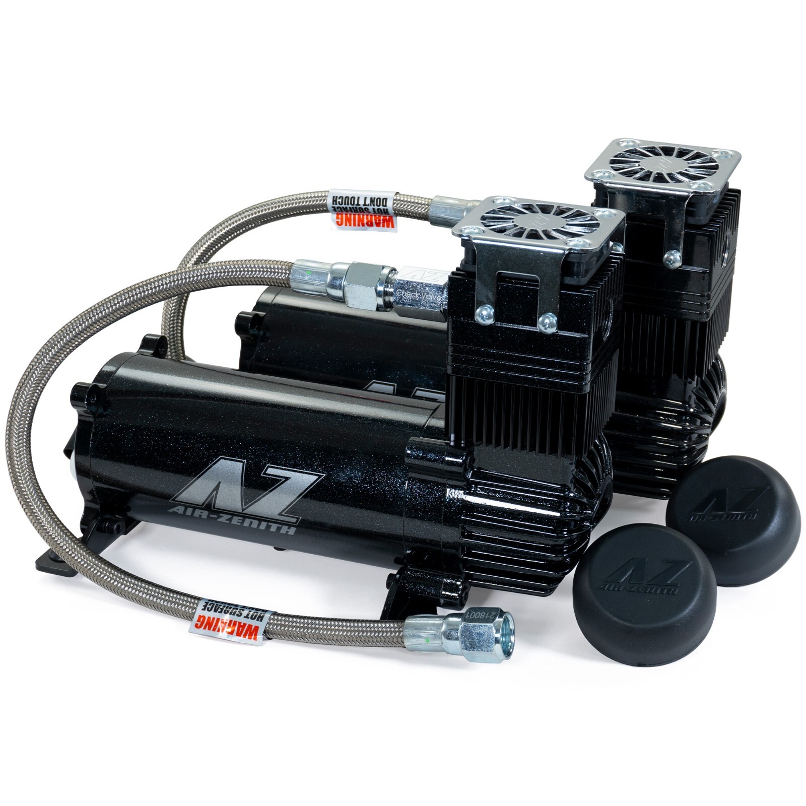 Compresores de aire Air Zenith Dual OB2 Stealth negros para bocinas de tren - 12 V, 200 PSI-