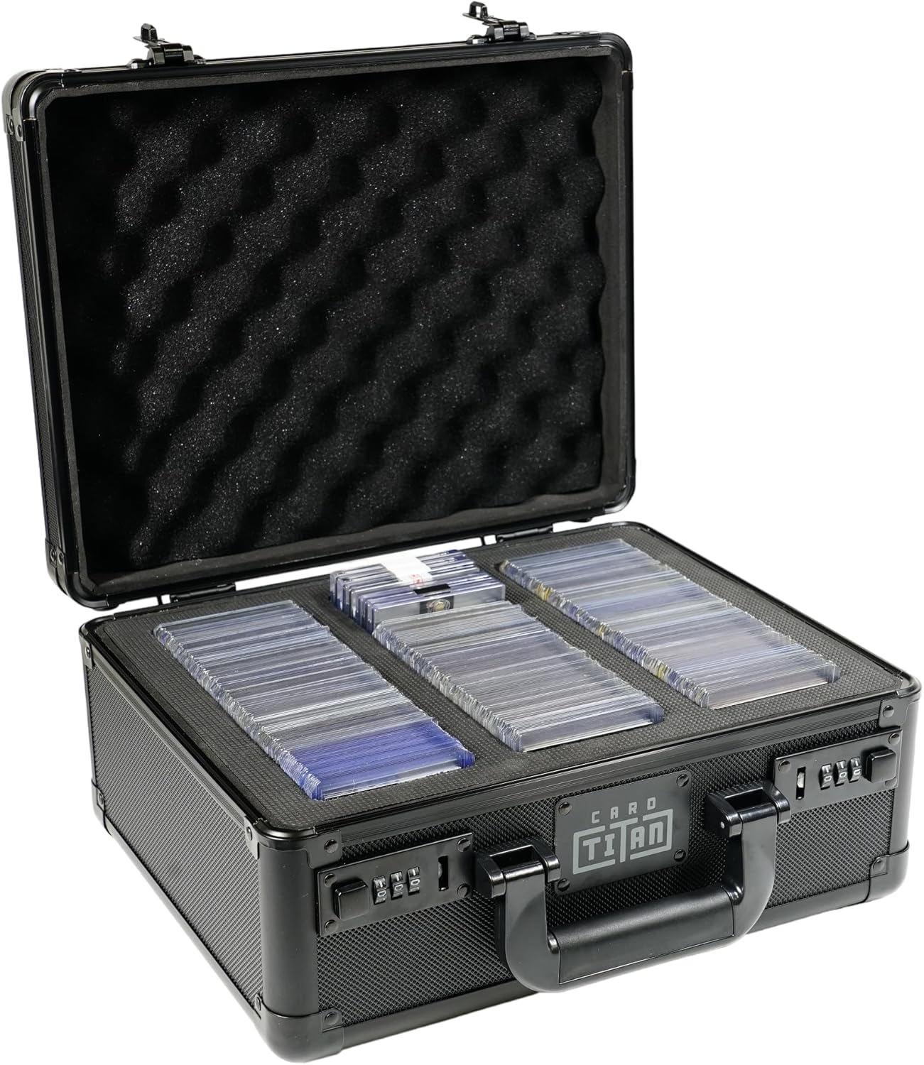 Lockable Card Safe Case - Holds 345 Top Loaders with Foam Interior