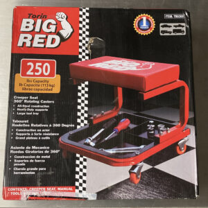 Torin TR6300 Red Rolling Creeper Garage/Shop Seat: Padded Mechanic Stool with