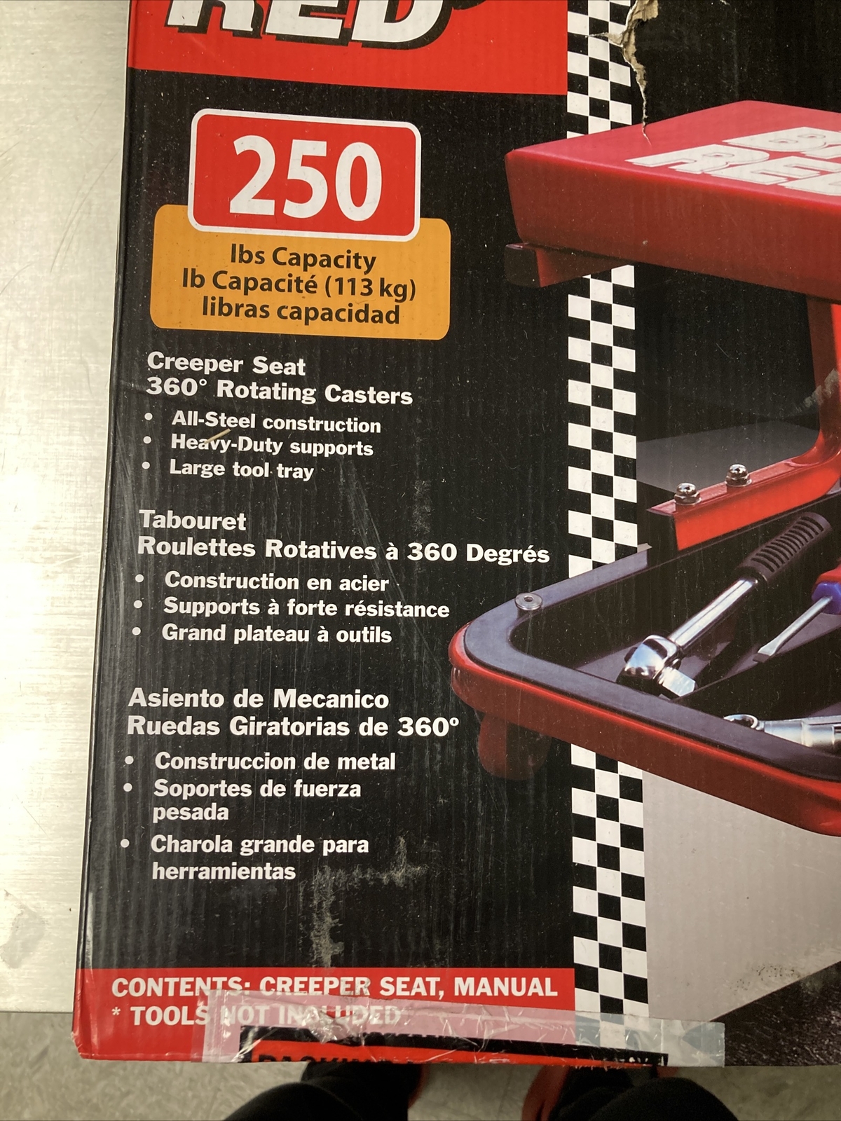 Torin TR6300 Red Rolling Creeper Garage/Shop Seat: Padded Mechanic Stool with - Image 2