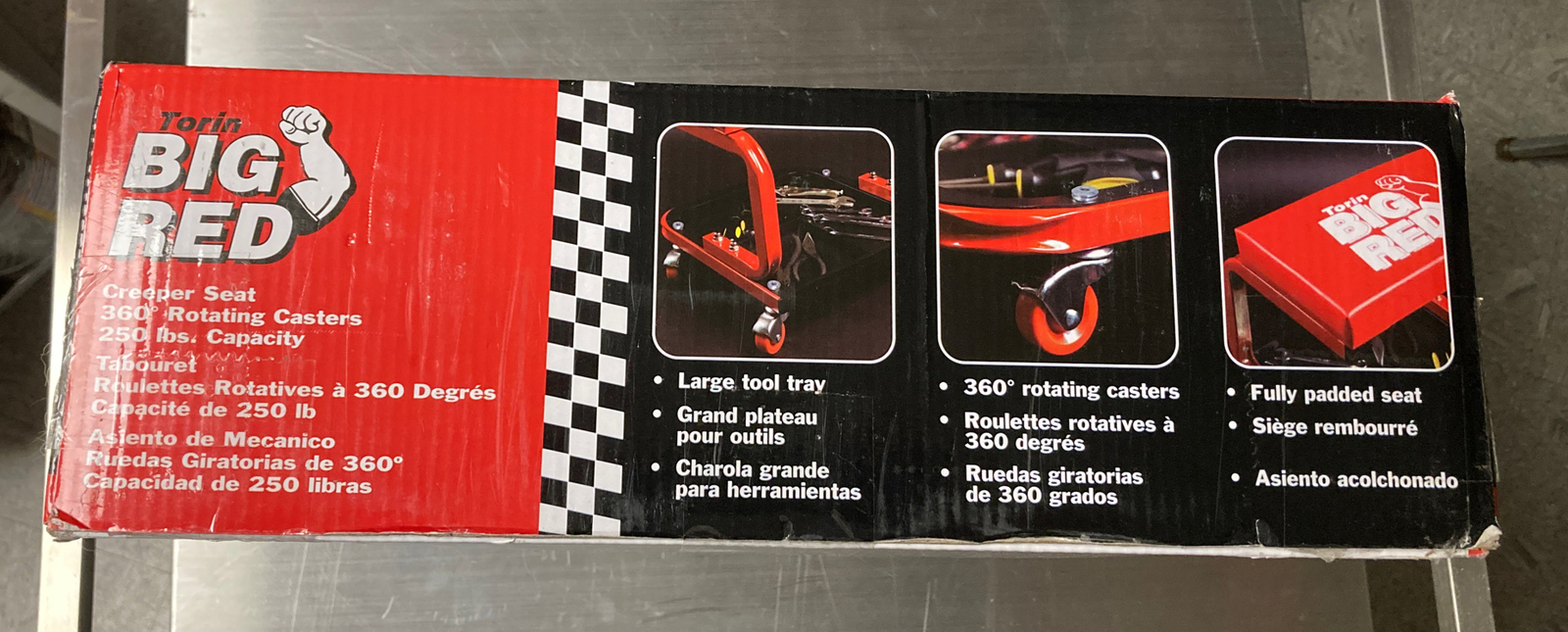 Torin TR6300 Red Rolling Creeper Garage/Shop Seat: Padded Mechanic Stool with - Image 3