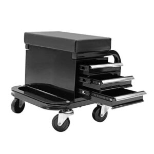 APD2016AR Torin Rolling Tool Black Creeper Seat w/ Tool Box & Can Holder