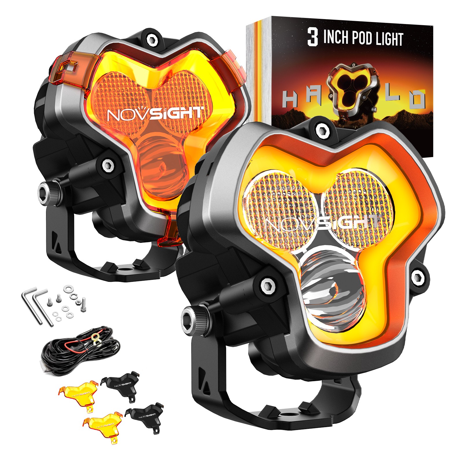 NOVSIGHT HALO Pro Series 3" pulgadas LED Pods Spot Flood Offroad Lámpara de conducción SUV 4x4-