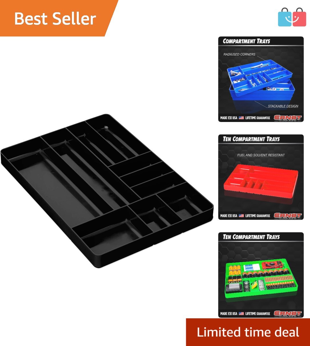 Automotive Tool Drawer Organizer 10 Compartment Heavy Duty Tray Garage Storage