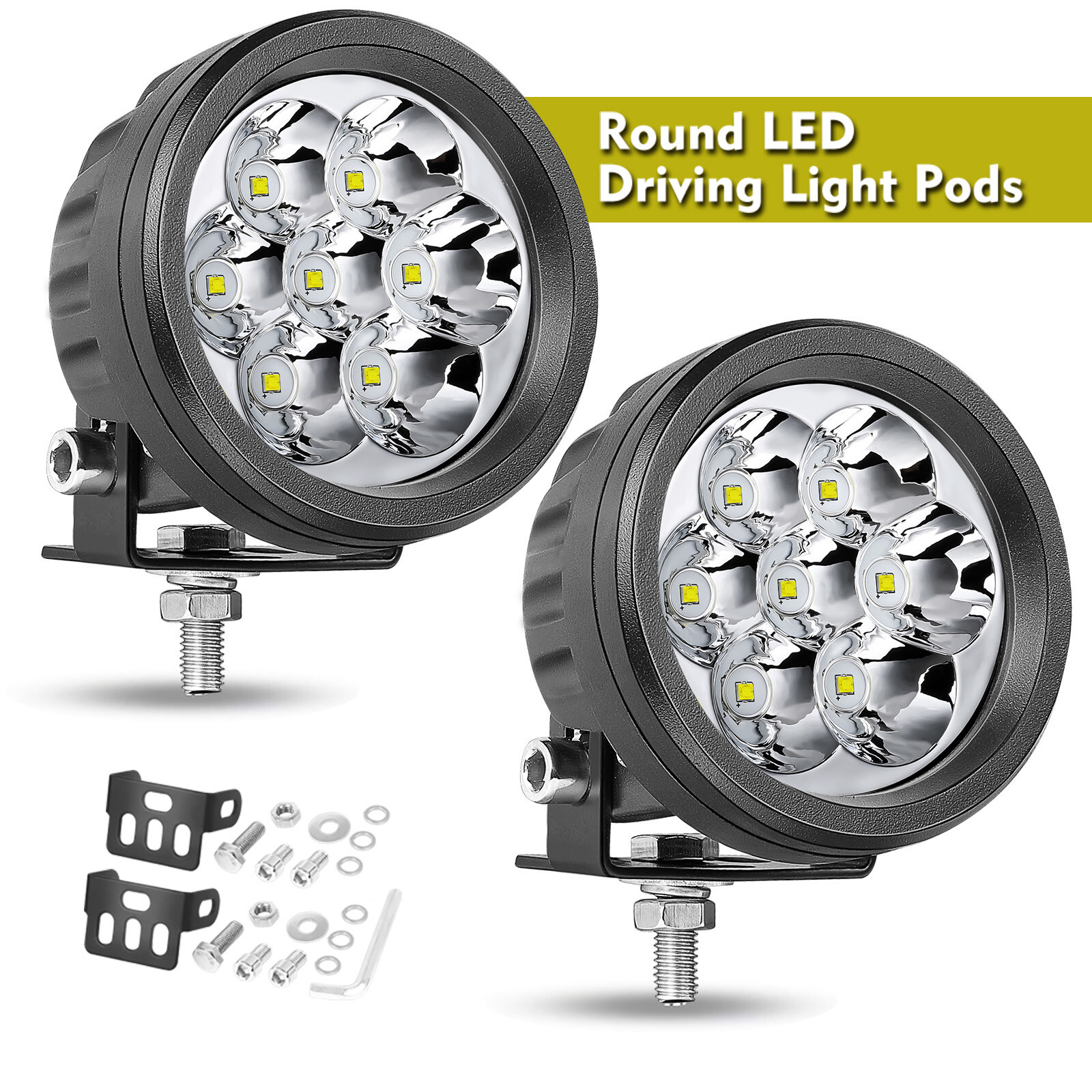 2X 4" 140W Redondo LED OffRoad Luces de Punto de Conducción Cápsulas de Trabajo Faro 4x4 UTV 12V-