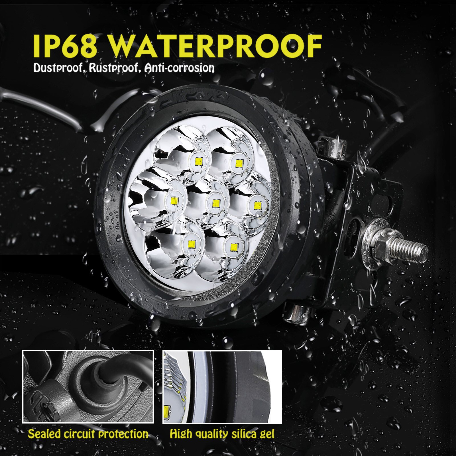 2X 4" 140W Redondo LED OffRoad Luces de Punto de Conducción Cápsulas de Trabajo Faro 4x4 UTV 12V- - Image 5