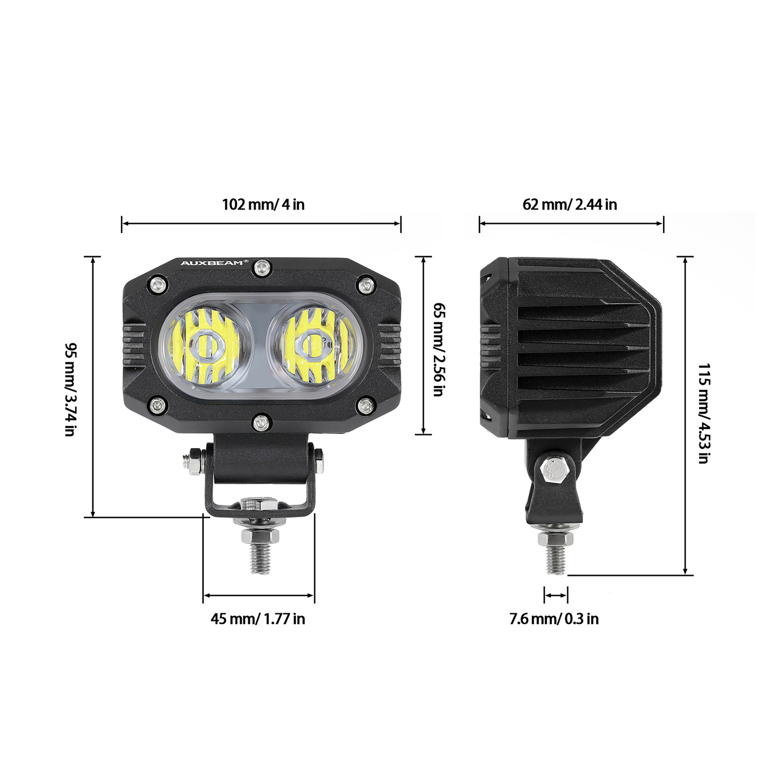 Luces de trabajo LED AUXBEAM 4x 4 pulgadas 120 W todoterreno ATV camión 4x4 luces antiniebla de conducción EE. UU.- - Image 2