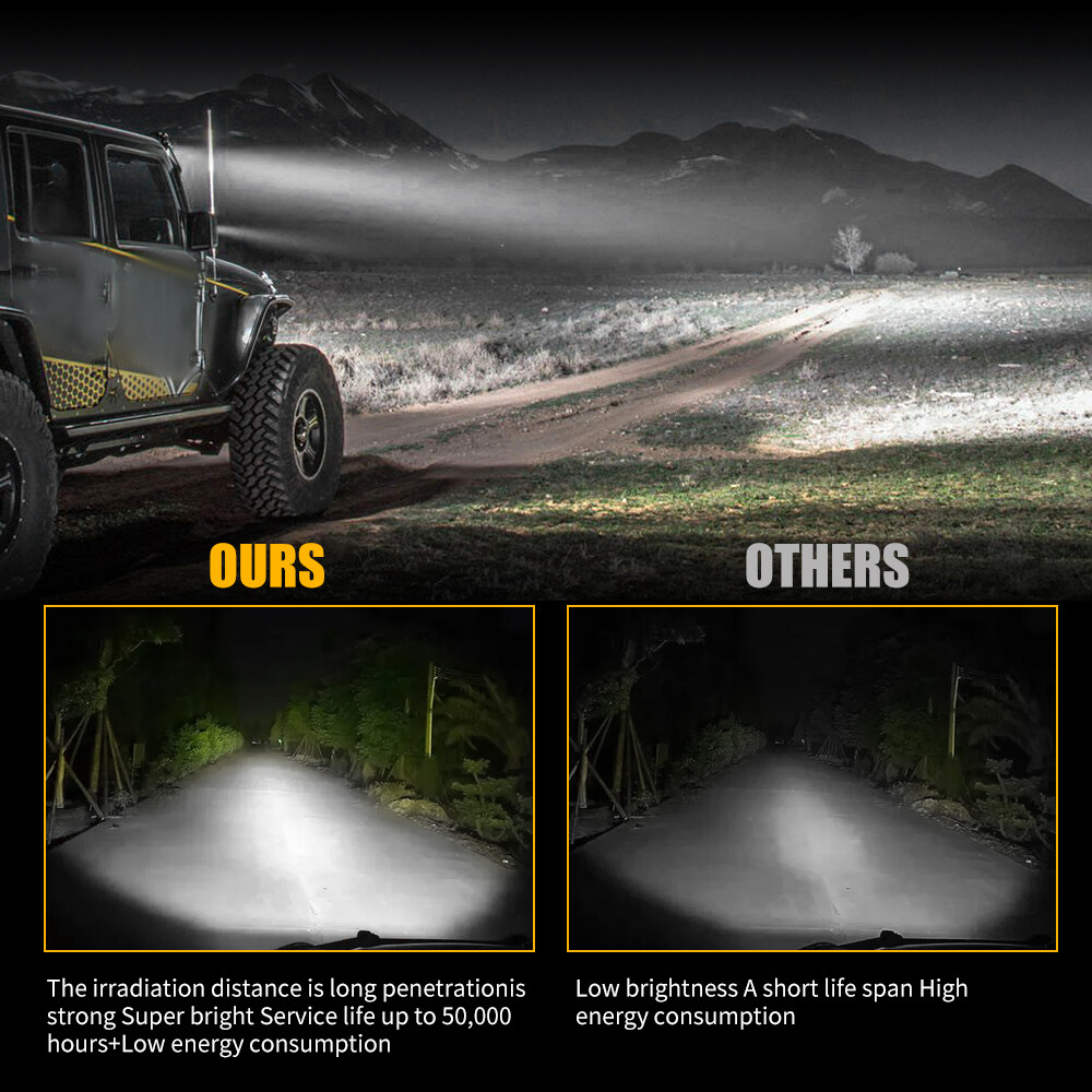 Barra de luz de trabajo láser LED de 7 pulgadas 2 piezas punto inundación conducción niebla todoterreno ATV UTV 4x4- - Image 2