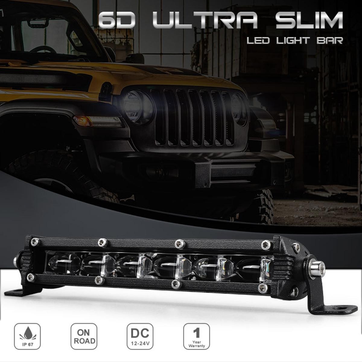 Barra de luces LED de trabajo de 7 pulgadas conducción delgada niebla punto todoterreno blanco ATV camión SUV 4x4- - Image 2
